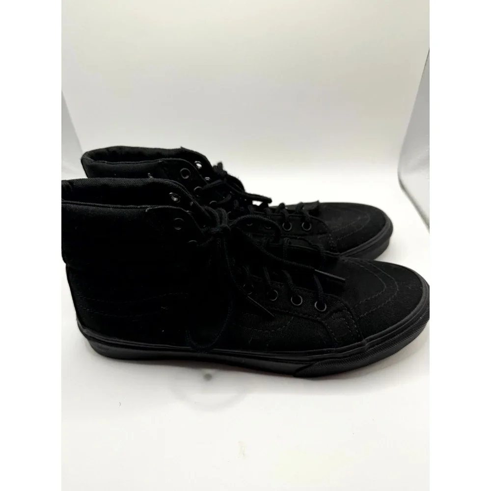 Vans Skate Sk8-Hi Mens 7 Shoes Triple Black Canvas‎ High Top Skateboard Shoes